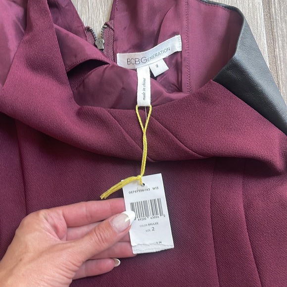 NWT BCBG Brulee Faux Leather Cutwork Dress - Picture 5 of 6